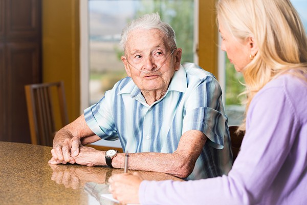 Pulmonary patient with healthcare worker