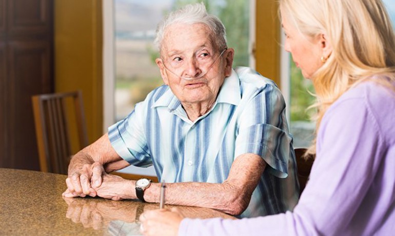 Pulmonary patient with healthcare worker